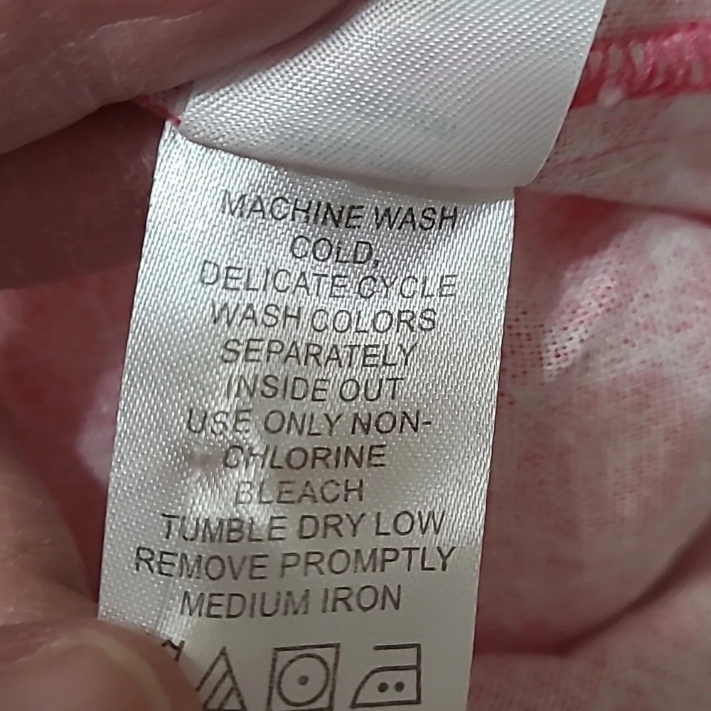 Woman Within Pink with White Pattern Linen Blend Shorts size 24W